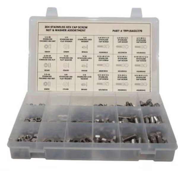 Hex Head Cap Screw Assortment, 18-8 Stainless Steel, 270 PCS, Titan Fasteners, Mfr#: TFP18AGU270