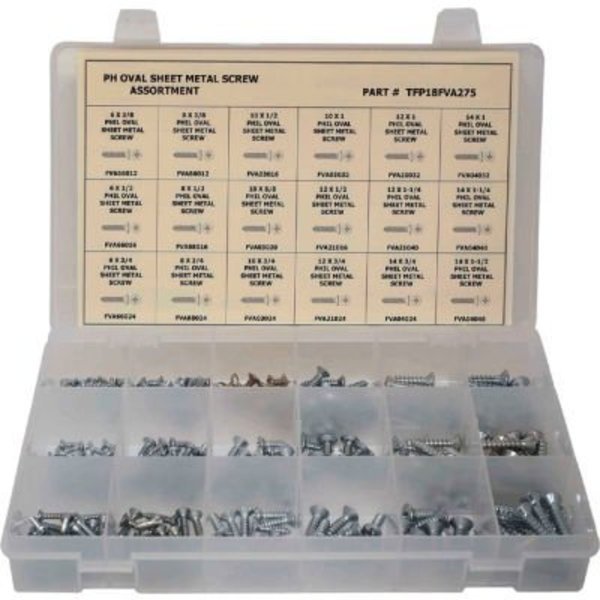 Sheet Metal Screw Assortment, Steel, Zinc Plated Finish, Titan Fasteners, Mfr#: TFP18FVA275