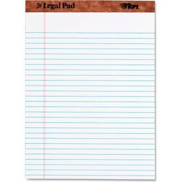TOPS® The Legal Pad Rule Perforated Pads 75330, 8-1/2" x 11-3/4", White, 50 Sheets/Pad, Tops Business Forms, Mfr#: 75330
