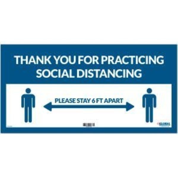 GEC™ Blue Thank you for Social Distancing Sign, 24"W x 12"H, Adhesive Vinyl, The Magnet Group, Mfr#: CP005801
