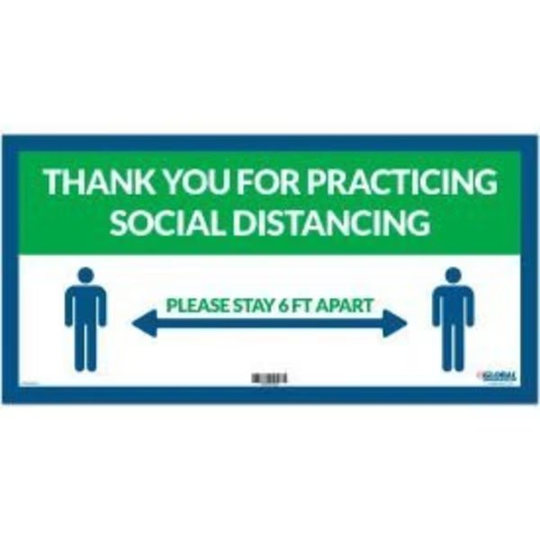 GEC™ Green Thank you for Social Distancing Sign, 24"W x 12"H, Adhesive Vinyl, The Magnet Group, Mfr#: CP005803