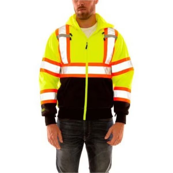 Tingley® Hi Vis Sweatshirt, Detachable Hood, Zipper Closure, 2 Pockets, Fl Lime, Small, Tingley, Mfr#: S78122C.SM