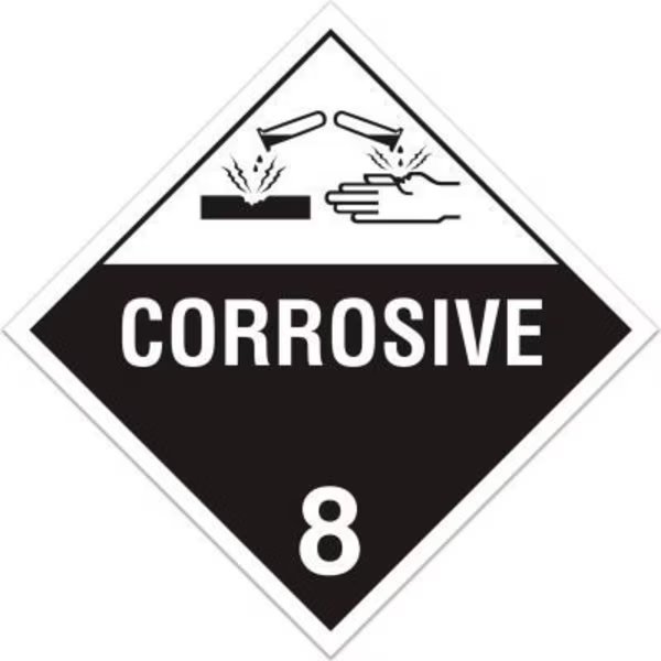 INCOM® TA800PS Class 8 Corrosive Adhesive Vinyl Placard, Top Tape And Label, Mfr#: TA800PS