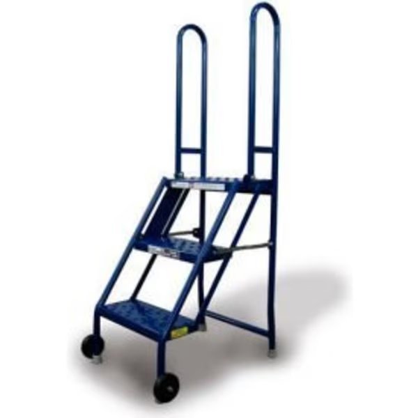 3 Step Folding Rolling Ladder Stand - Perforated Tread - KDMF103166, Tri Arc Manufacturing, Mfr#: KDMF103166