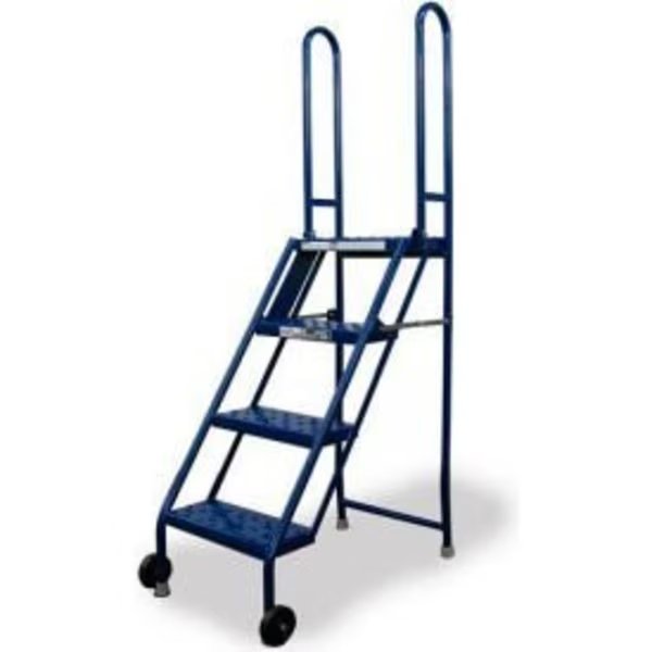 4 Step Folding Rolling Ladder Stand - Perforated Tread - KDMF104166, Tri Arc Manufacturing, Mfr#: KDMF104166