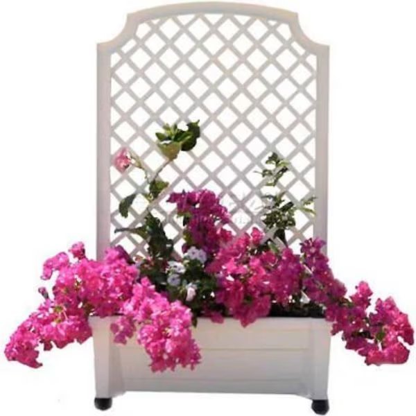 Calypso Planter W/Trellis, Green, 31"L x 13-1/2"W x 53"H, Green, Exaco Trading Co., Mfr#: 1.416Green