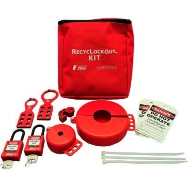 ZING RecycLockout Lockout Tagout Kit, 12 Component, Valve Lockout, 7120, Zing, Mfr#: 7120