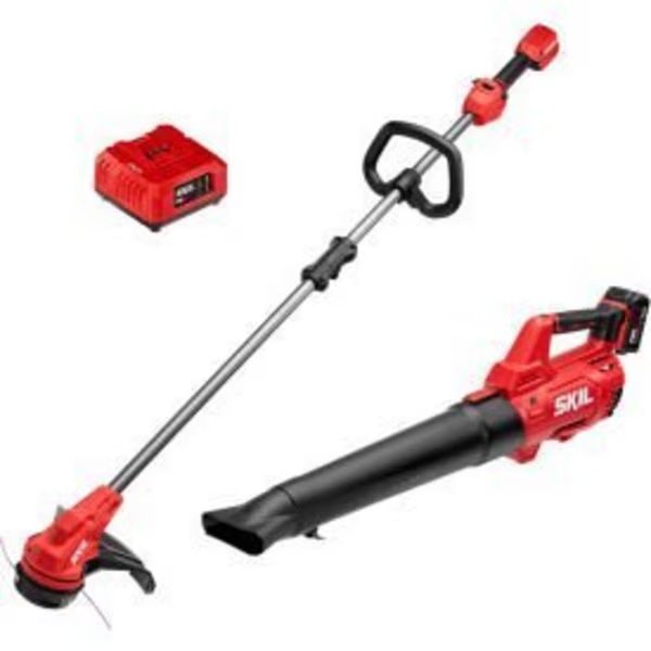 String Trimmer and Leaf Blower Kit, 400 CFM, Battery Included, 20V, Skil, Mfr#: CB7542B-10