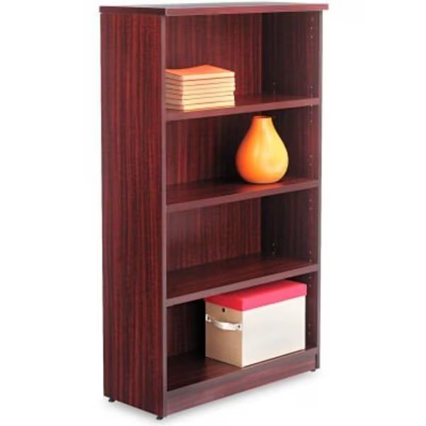 Alera Bookcase with 4 Shelves - 31-3/4"W x 14"D x 55"H - Mahogany - Valencia Series, Alera, Mfr#: ALEVA635632MY