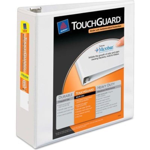 Avery¬Æ Touchguard Antimicrobial View Binder with Slant Rings, 3" Capacity, White, Avery Dennison, Mfr#: 17144*****
