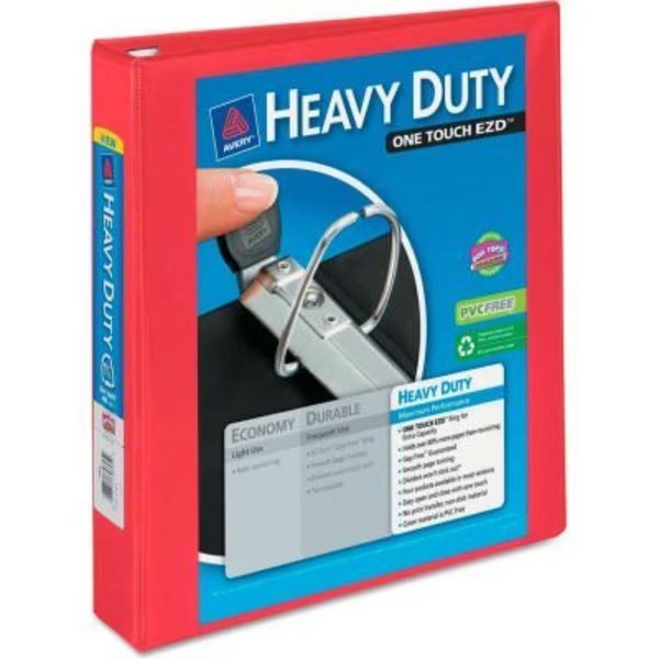 Avery® Heavy-Duty View Binder with One Touch EZD Rings, 1 1/2" Capacity, Red, Avery Dennison, Mfr#: 79171