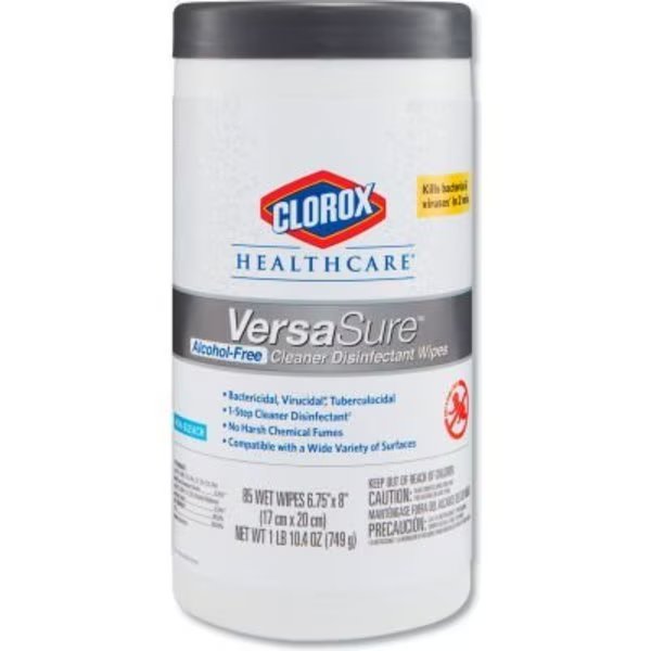 Clorox® Healthcare Versasure Cleaner Disinfectant Wipes, 6-3/4" X 8", White, 85 Towels/Can, Clorox, Mfr#: 31757EA