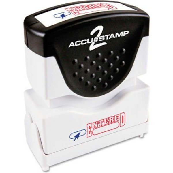 Accustamp2 Shutter Stamp with Microban, Red/Blue, ENTERED, 1 5/8 x 1/2, Cosco, Mfr#: 35544