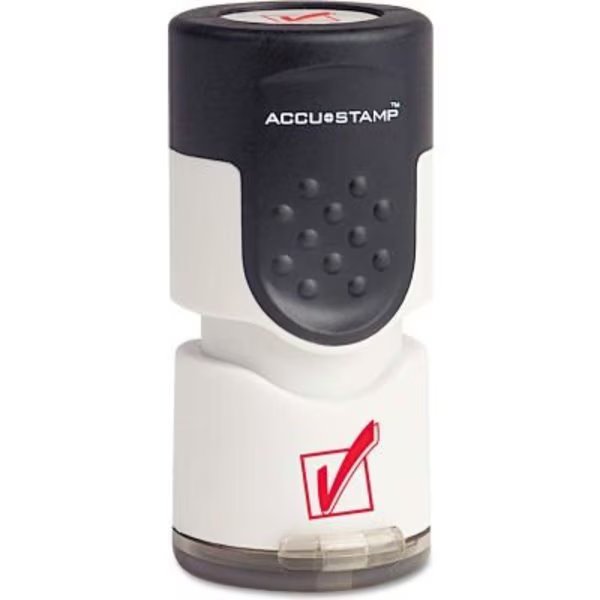 ACCUSTAMP® Pre-Inked Round Stamp with Microban, Check Mark, 5/8" dia, Red, Cosco, Mfr#: 35658