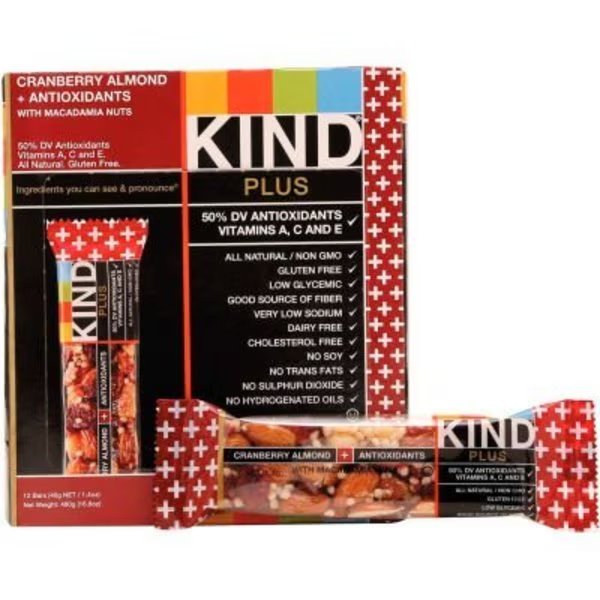 KIND® Plus Nutrition Boost Bar, Cranberry Almond and Antioxidants, 1.4 oz., 12/Box, Kind, Mfr#: 17211