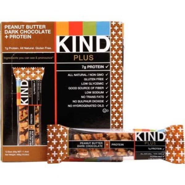 KIND® Plus Nutrition Boost Bar, Peanut Butter Dark Chocolate/Protein, 1.4 oz., 12/Box, Kind, Mfr#: 17256