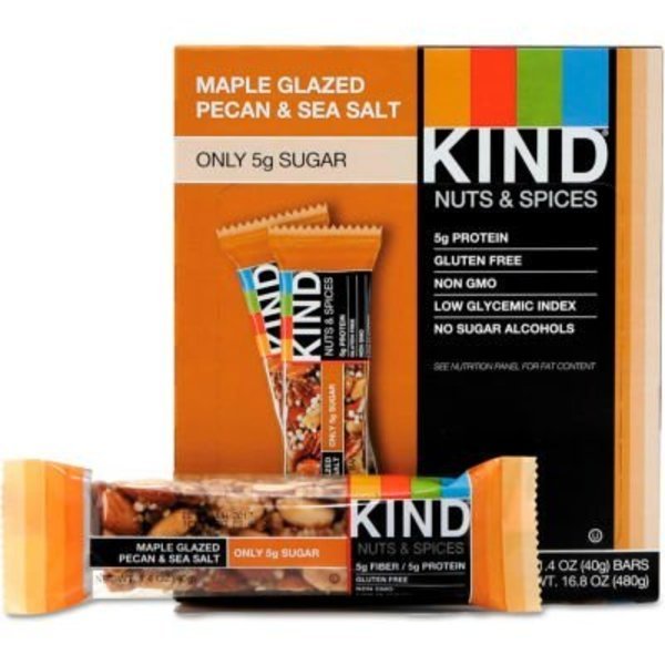 KIND® Nuts and Spices Bar, Maple Glazed Pecan and Sea Salt, 1.4 oz. Bar, 12/Box, Kind, Mfr#: 17930
