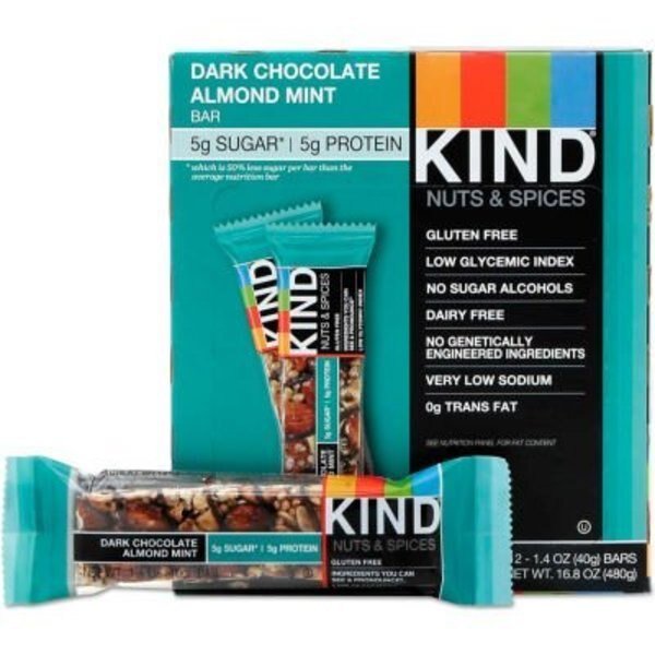 KIND® Nuts and Spices Bar, Dark Chocolate Almond Mint, 1.4 oz. Bar, 12/Box, Kind, Mfr#: 19988