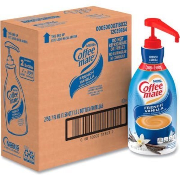 Coffee mate® Liquid Coffee Creamer, French Vanilla, 1.5 Liter Pump Bottle, 2/Carton, Nestle, Mfr#: 31803