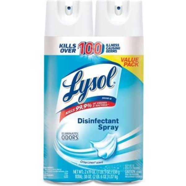 LYSOL® Disinfectant Spray, Crisp Linen, 19 Oz. Aerosol Spray, 2/Pack, 4 Packs/Carton, Reckitt Benckiser, Mfr#: 99608CT