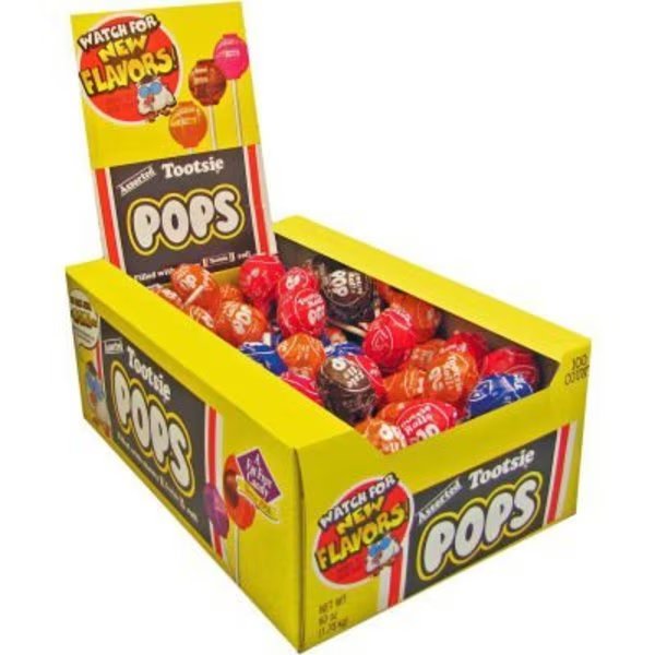 Tootsie Roll® Tootsie Pops, 0.6 oz., Assorted Flavors, 100/Box, Tootsie Roll, Mfr#: TOO508