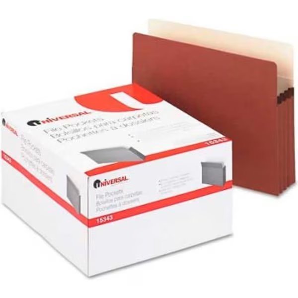 Universal® 3-1/2" Expansion File Pockets, Straight Tab, Letter, Redrope/Manila, 25/Box, Universal, Mfr#: 15343