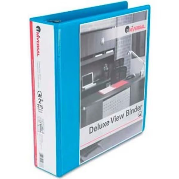 Universal® Deluxe Round Ring Vinyl View Binder, 2" Capacity, Light Blue, Universal, Mfr#: UNV20733***