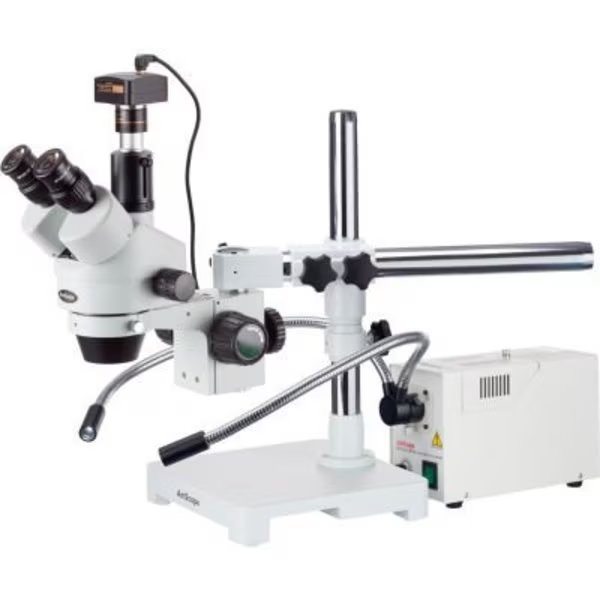AmScope SM-3TZ-FOD-M 3.5X-90X Trinocular Zoom Stereo Microscope with Fiber Optic Light &1.3MP Camera, United Scope Llc., Mfr#: SM-3TZ-FOD-M