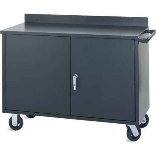 Valley Craft Vari Tuff Mobile Shelf Cabinet, Steel Square Edge, 2 Doors, 46"W x 21"D, Gray, Valley Craft, Mfr#: F81837A4