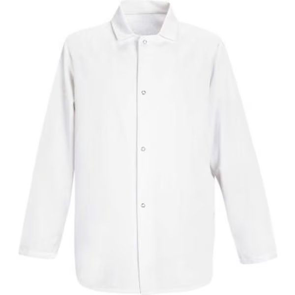 Red Kap¬Æ Gripper-Front Short Butcher Coat, White, Polyester/Cotton, M, Vf Imagewear, Mfr#: 0416WHRGM