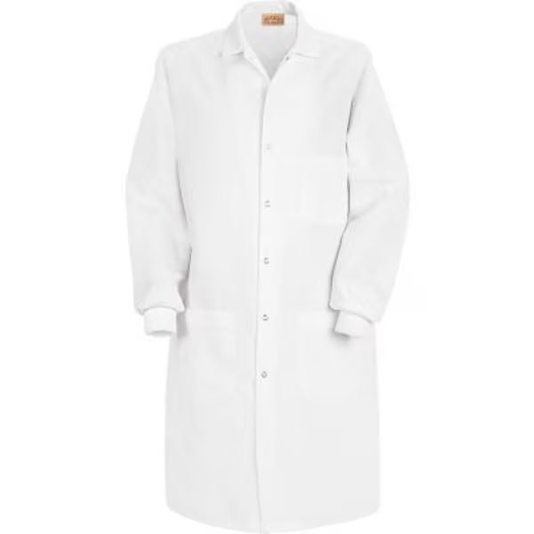 Red Kap® Unisex Specialized Cuffed Lab Coat W/Inside Pocket, White, Poly/Combed Cotton, S, Vf Imagewear, Mfr#: KP72WHRGS