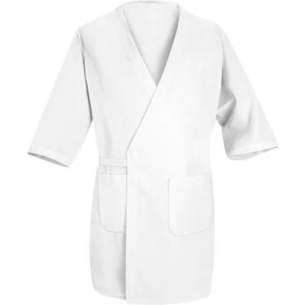 Red Kap¬Æ Collarless Butcher Wrap W/Exterior Pockets, White, Polyester/Combed Cotton, L, Vf Imagewear, Mfr#: WP10WHRGL