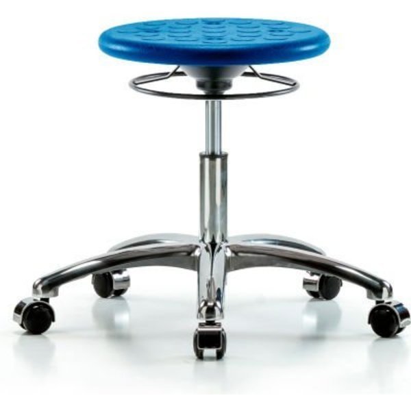 Blue Ridge Ergonomics„¢ Cleanroom Stool with Casters - Desk Height - Blue, E Com, Mfr#: CLR-IPDHSO-CR-CC-BLU