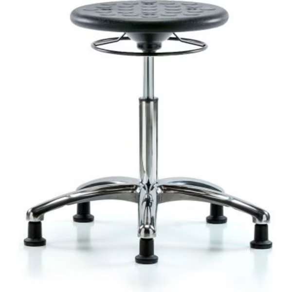 Blue Ridge Ergonomics„¢ Cleanroom Stool with Glides - Medium Bench Height - Black, E Com, Mfr#: CLR-IPMBSO-CR-NF-RG-BLK