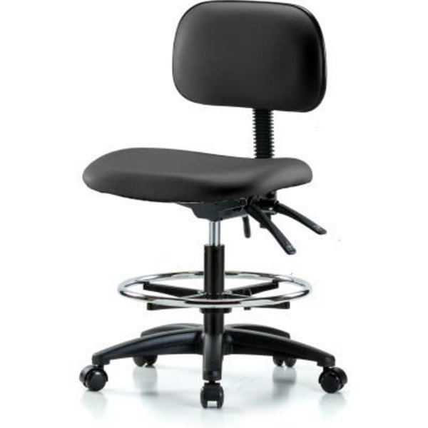Multi-Purpose Industrial Stool W/ New Voyager Vinyl - W/ Chrome Foot Ring - Black, E Com, Mfr#: EVMBCH-RG-CF-RC-2140