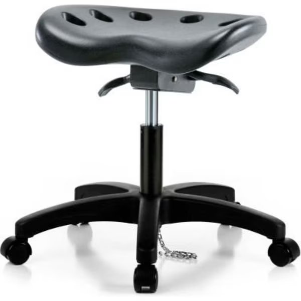 InterionÂ ESD Polyurethane Tractor Stool W/ Seat Tilt - Black w/ Black Base, E Com, Mfr#: GT821ESD