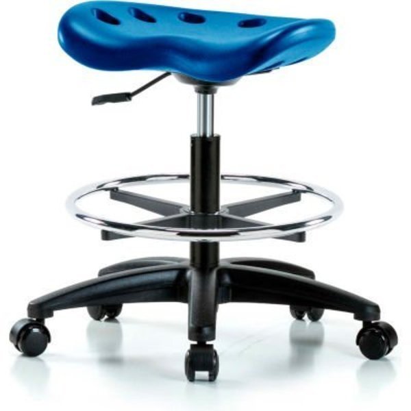 InterionÂ Polyurethane Tractor Stool W/ Foot Ring - Blue w/ Black Base, E Com, Mfr#: PTMBSL-RG-CF-RC-BLU