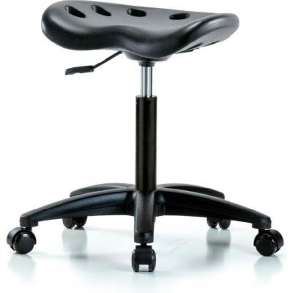 InterionÂ Polyurethane Tractor Stool - Black w/ Black Base, E Com, Mfr#: PTMBSL-RG-NF-RC-BLK