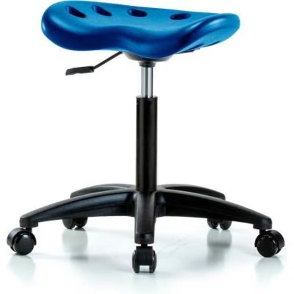 InterionÂ Polyurethane Tractor Stool - Blue w/ Black Base, E Com, Mfr#: PTMBSL-RG-NF-RC-BLU