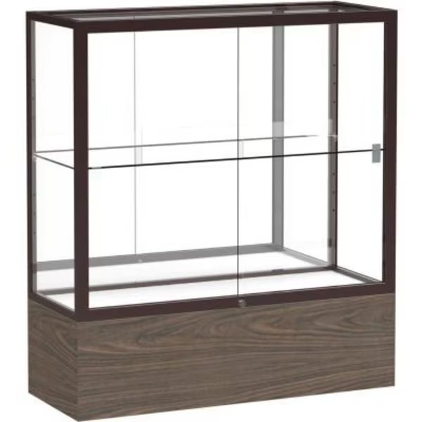 Reliant Counter Case, Mirror Back, Dark Bronze Frame, Walnut Vinyl Base, 36"L x 40"H x 14"D, Waddell Display Case Of Ghent, Mfr#: 2281MB-BZ-WV