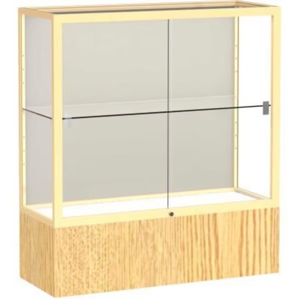 Reliant Counter Case, Plaque Back, Champagne Gold Frame, Light Oak Vinyl Base, 36"L x 40"H x 14"D, Waddell Display Case Of Ghent, Mfr#: 2281PB-GD-LV