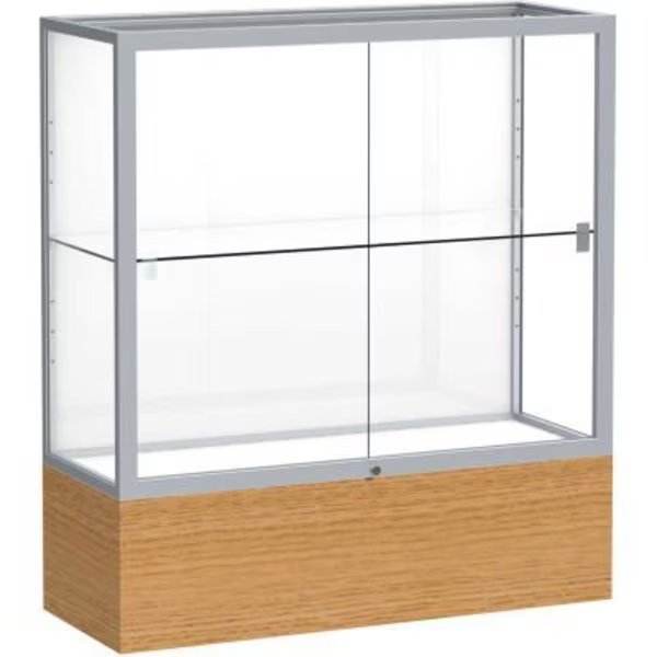 Reliant Counter Case, White Back, Satin Frame, Autumn Oak Base, 36"L x 40"H x 14"D, Waddell Display Case Of Ghent, Mfr#: 2281WB-SN-AK