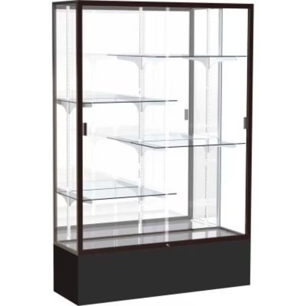 Spirit Display Case Black Base, Bronze Frame, Mirror Back 48"W x 16"D x 72"H, Waddell Display Case Of Ghent, Mfr#: 374MB-BZ-BK