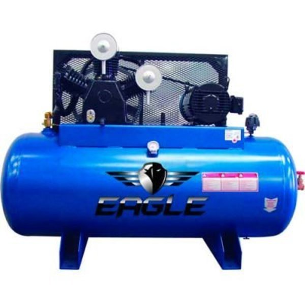 Eagle 153120H2-MS208, 15 HP, Two-Stage Compressor, 120 Gal, Horiz., 200 PSI, 44.7 CFM, 3-Phase 208V, Wood Industries, Mfr#: 153120H2-MS208