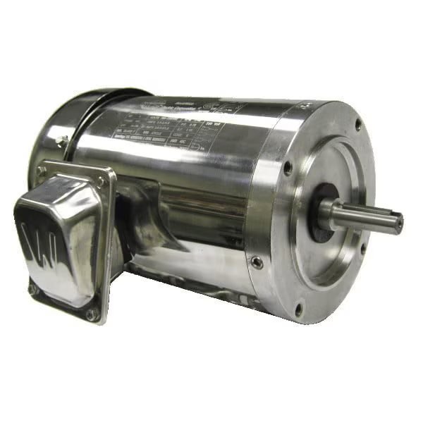 Worldwide Electric SS Washdown Duty Motor WSS13-18-56CRD, TEFC, Round-C, 3 PH, 1/3 HP, 1800 RPM, Worldwide Electric, Mfr#: WSS13-18-56CRD