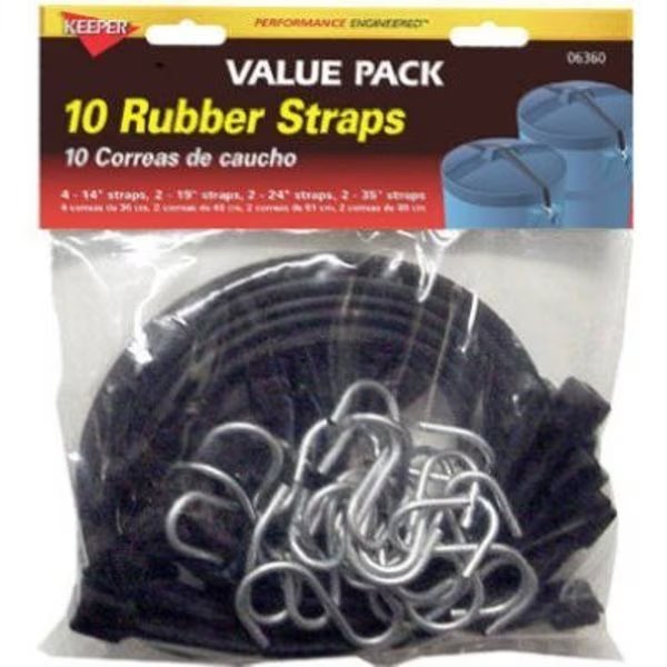 10PK Rubb Strap ASSTD, Hampton Products-Keeper, Mfr#: 6360