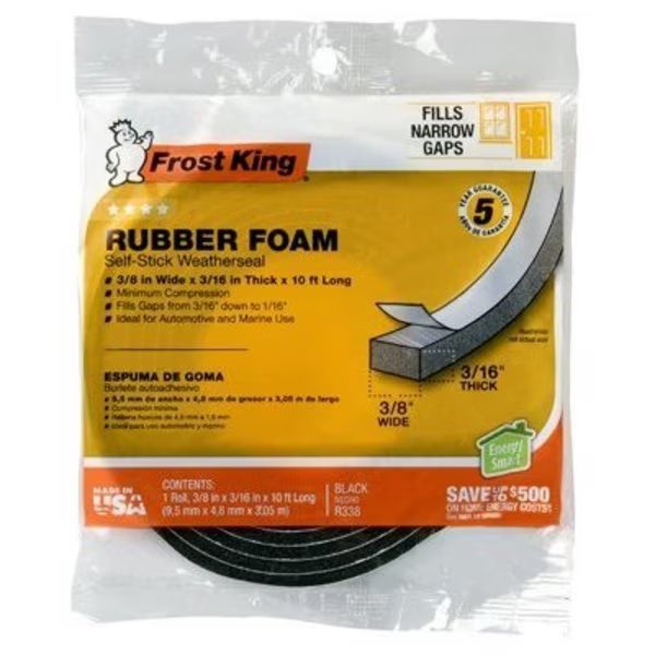38x316 BLK Foam Tape, Thermwell Products, Mfr#: R338H