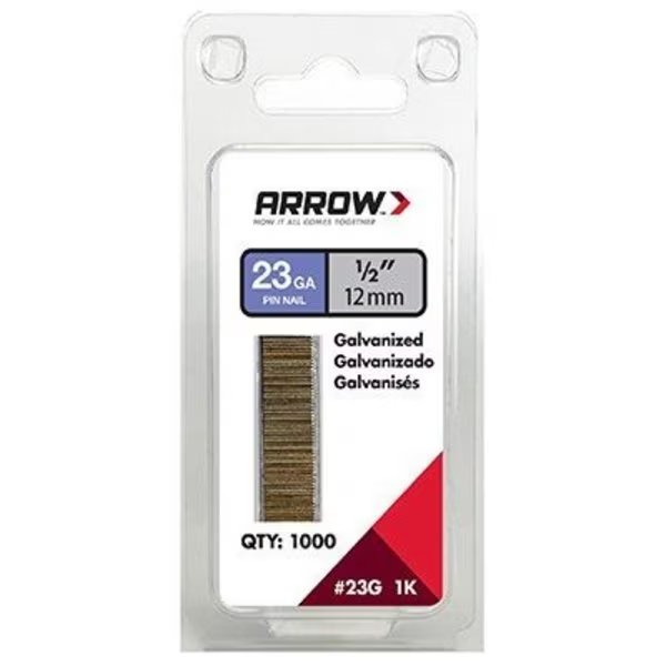 1000PK 12 Pin Nail, Arrow Fastener, Mfr#: 23G12-1K