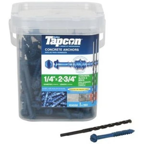 Tapcon Concrete Screw, Hex, Steel, Itw, Mfr#: 24530