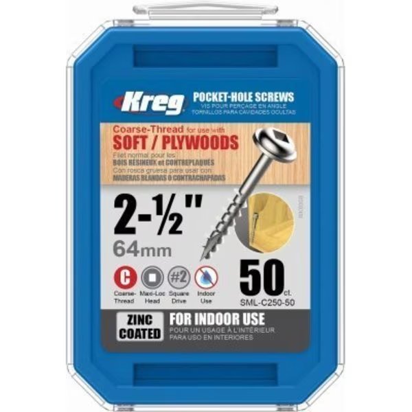 50PK 25STL Pock Screw, Kreg, Mfr#: SML-C250-50